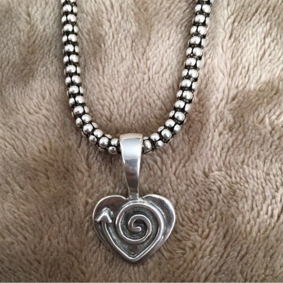 SILPADA Sterling Silver Heart Arrow Spiral Pendant on 
SILPADA Popcorn Chain - Picture 2 of 8